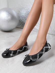 Ballet Shoes, Versatile Low-Top Soft Bottom Comfortable Lightweight Casual Shoes, Fashionable For Work And Everyday Wear, Spring/Summer/Autumn - Black and White - View 7