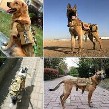戰術狗胸背帶附口袋，可調節軍事風格背心胸背帶，適用於中大型犬，附魔鬼氈貼片，防拉重型狗胸背帶，適合散步、徒步旅行和訓練 - 彩色 - 查看 10