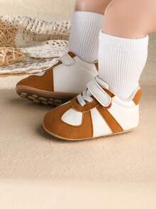 1 Pair Infant Boy Colorblock Flat Casual Versatile Anti-Kick Sports Shoes Suitable For Spring And Autumn - Brown - View 4