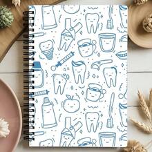 Cuaderno de espiral con dibujos dentales - Diario con renglones, papel de alta calidad para notas, estudio y escritura creativa - Ideal para estudiantes y profesionales, diseño divertido, cubierta duradera - D - Ver 1