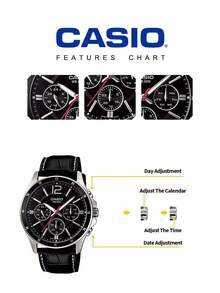 Đồng hồ CASIO Business Daily Essential dành cho nam, dây da, máy quartz, mặt đen, chống nước 30M, hiển thị ngày, kiểu dáng thường ngày MTP-1374L-1A - màu đen - Xem 7