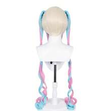 Anchor Girl Heavily Relies On Cosplay Wig, Super Sky Sauce Double Ponytail Wig, Color Blocking - Multicolor - View 2