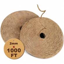 1000FT Natural Jute Twine String Bulk Hemp Rope Cord For Crafts Gardening Gift Wrapping Wedding Décor Packing Material Burlap Ribbon Christmas Knitting Macrame Decoration (Brown 2mm* 1000ft) - A - View 1