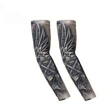 Men Summer Outdoor Cycling Motorcycle Tattoo Printed Ice Silk Sun Protection Arm Sleeves, Breathable Cooling Arm Covers For Daily Shading Use - Multicolor - View 6