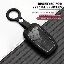 Liquid Silicone Key Fob Cover With Keychain For Camry RAV4 Highlander Corolla Avalon Venza C-HR Sienna Tacoma Tundra, 360° Full Coverage Protection, Shockproof & Wear-Resistant, Clear Visual Button Design For Easy Operation - black - View 3