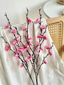 3/8 支仿真粉色梅花，长 55 厘米，甜美长茎塑料花，适用于家居、酒店、办公室、婚礼、派对、花园装饰、玫瑰、艺术、花束、仿真花、桌面摆件、花卉、装饰花、装饰性仿真花 - 粉紅色 - 查看 4