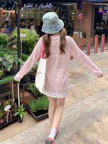 2026夏季粉色字母印花防曬罩衫女款 寬鬆慵懶薄款長袖T恤 韓系性感風 粉色微透防曬T恤 女款寬鬆字母印花薄款罩衫上衣 - 粉色 - 查看 6
