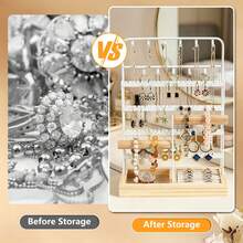 Jewelry Display Rack Jewelry Tree Organizer Earring Necklace Holder Iron Stand - 白色 - 查看 3