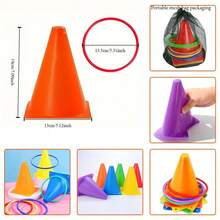 Agility Training Cone Pyramid Football Marker Posts (6 Cones, 10 Circles, 1 Bag), With Storage Mesh Bag, Multi-Colored Plastic Sports Cones, Suitable For Football, Basketball, Physical Training, And Coaching Equipment - Multicolor - View 3