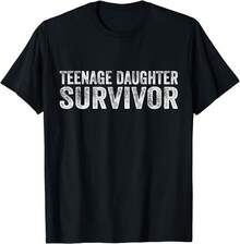 Funny Teenage Daughter Survivor Funny Vintage Gift Unisex T-Shirt - 黑色 - 查看 1