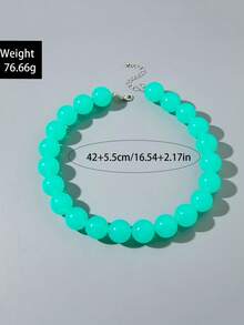 1 pieza Collar de cuentas de dopamina de acrílico multicolor, accesorio versátil de color de caramelo fresco de moda para uso diario, fiesta, reunión (cantidad de cuentas aleatoria) - verde oscuro - Ver 5