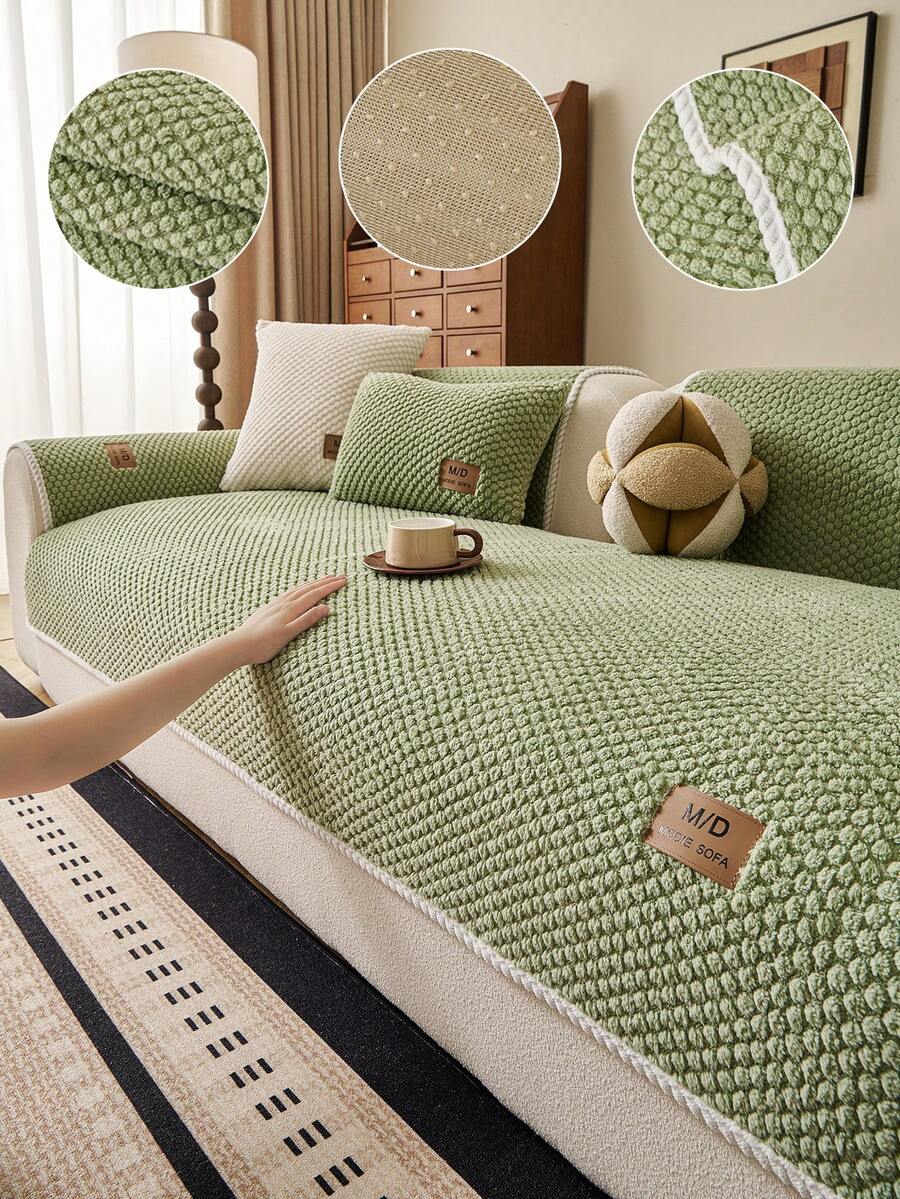 1pc Soft Cotton Velvet Sofa Cushion, Anti-Slip Sofa Protector - Multiple Styles - View 1