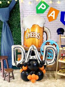 40件組父親節氣球柱套裝，包含「DAD」字母氣球、啤酒杯氣球、18英吋圓形氣球，適用於父親節派對、父親節禮物、最佳爸爸氣球、生日裝飾、拍照背景裝飾及慶祝活動裝飾 - 彩色 - 查看 6