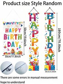 3pcs Rainbow Happy Birthday Banner Set - Large 72 Inch Photography Backdrop Porch Decor Wall Hanging Party Decorations, Suitable For Indoor Outdoor Birthday Party Adult Celebration, Photo Booth, Porch Decor, Door Sign And Any Festive Gathering Needing Colorful Party Supplies And Backdrop Decor - Multicolor - View 7