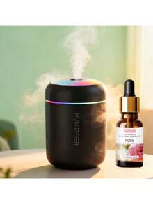 Portable Mini Mist Humidifier/Aromatherapy Diffuser + 10ml Essential Oil Aromatherapy Set, Cool Mist, USB Powered + Large Capacity Water Tank + LED Colorful Atmosphere Light, Suitable For Home/Office, Compact Air Conditioner Room Humidifier, New Year/Christmas Gift - one-size - View 19