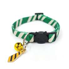 Striped Pet Collar With Bell & Pendant, Adjustable Size, Suitable For Wedding Decoration - Multicolor - View 7