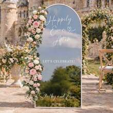 Adesivos Personalizáveis para Espelho de Casamento - Data e Nome Personalizados, Adesivos de Casamento Brancos Elegantes, Adequados para Chá de Panela, Aniversário, Inauguração de Casa - Papel de Alta Qualidade, Decoração de Casamento, Design em Formato de Espelho, Perfeito para Dia dos Namorados, Eventos de Casamento e Suprimentos para Festa Impressão de Alta Qualidade - Multicolorido - Visão 3