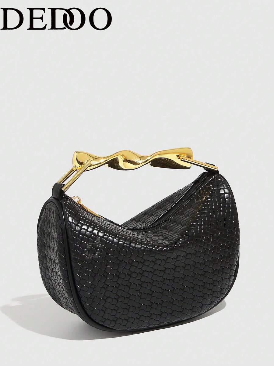 Bolso de mano/bolso de hombro de diseño único de 2025 de cuero PU, asa de metal, de alta calidad