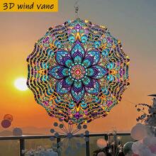 3D "Colorful Mandala Pattern" 10" X 10" Rotating Hook, 360° DIY Creative Double-Sided Round Indoor/Outdoor Hanging Decor (Pendant Not Included), Random Style - A - View 8