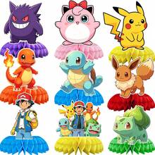 9pcs Honeycomb Desktop Decorations, Suitable For Themed Birthday Party Decor, For Kids - Multicolor - View 9