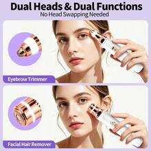 Conduroma 2-In-1 Dual Head Electric Hair Trimmer For Women, Eyebrow & Facial Hair Trimmer, Multipurpose Shaver For Private Area, Underarm, Leg, Arm And Face, 360° Ring LED Light, Compact Portable Design, USB Charging, Ideal Gift Choice. - Upgraded Version - View 6