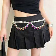 1 Piece Of Fashionable And Elegant Super Fairy Layered Wear Tassel Flowers Pearl Waist Chain For Women With Niche Design Sexy Light Luxury Versatile Waist Decoration Party Banquet Holiday Gift - Kiểu hoa - Xem 7