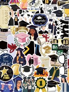 50pcs Graduation Season Phone Stickers, Scrapbooking Supplies, PVC Material, Each Size 3-7cm, Creative Aesthetic Design Stickers, Suitable For Phone Case, Notebook, Bicycle, Tablet, Laptop, Luggage Decoration Stickers - 1 Pack/50 Sheets - View 8