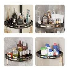 2pcs Adhesive Shower Caddy Set, All-In-One Wall Mounted Bathroom Organizer With Hooks, No Drilling Required, Premium Storage Rack For Bathroom, Kitchen, Black - Black - View 10