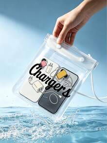 充電圖案大容量防水手機袋，數據線海灘斜挎收納袋，觸控螢幕水下攝影密封袋，漂流防水套，防水手機袋，觸控螢幕攝影游泳袋，適用於潛水、漂流、浮潛、海灘和溫泉沐浴斜挎防水套，度假必備，海灘必備 - 彩色 - 查看 4