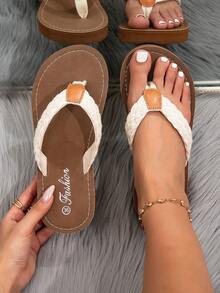 New Summer Women's Flip Flops, Sexy Open Toe, Comfortable & Versatile, Lightweight & Breathable, Fashionable Thick-Soled Sandals, Suitable For Beach, Vacation, Dates, Indoor Wear - Beige - View 1