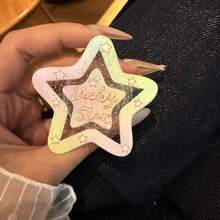 韩版ins风彩色波点星星手机支架，可伸缩粘扣式桌面手机支架，方便观看视频 - 彩色 - 查看 14