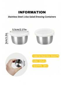 2/4/6pcs Stainless Steel Salad Dressing Containers - 1.6oz Leak-Proof Portable Sauce Cups With Clear Lids, Reusable For Bento Box, Work, School, Picnic And Travel, Back To School Lunch Accessories - Clear - View 14