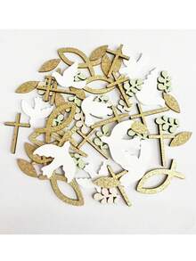 70pcs/5pcs Baptism Theme Table Confetti - Featuring Fish, Cross, Leaf And Dove Designs. Perfect For Spring And Summer Occasions - Including Baptism, Wedding, Birthday Party, Graduation, Theme Party And Baby Shower - Ideal For Baptism Supplies And First Communion Church Decor. - One Size Fits All - View 5