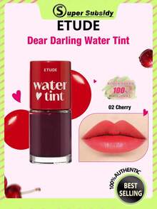ETUDE Dear Darling 02 水潤唇釉，亮麗鮮豔顯色，持久不褪色，不黏膩，保濕滋潤，輕盈質地，光澤妝效，適合女性日常使用，韓系美妝，禮品 9g/0.31oz - #02 Cherry - 查看 2