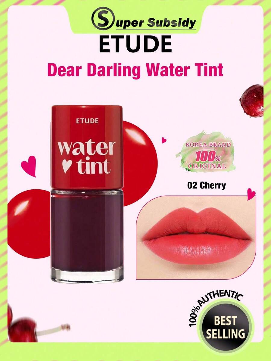 ETUDE Dear Darling 02 水潤唇釉，亮麗鮮豔顯色，持久不褪色，不黏膩，保濕滋潤，輕盈質地，光澤妝效，適合女性日常使用，韓系美妝，禮品 9g/0.31oz