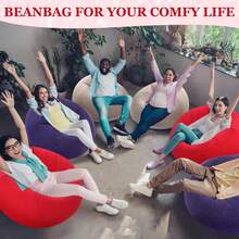 TAIMASI 1pc Beanless Bag Inflatable Lounge Chair, Flocking Multifunctional Portable Inflatable Sofa, Round Single Sofa For Living Room, Office Lunch Break, Outdoor Picnic Camping - Perfect For Labor Day, Thanksgiving, Christmas, And New Year's Outdoor Gatherings And Gifts - Màu xanh lam - Xem 7