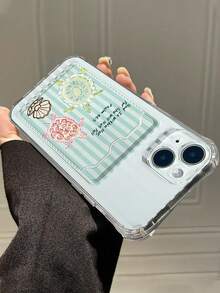 條紋海龜彩繪透明卡夾式柔軟矽膠全機身保護手機殼，適用於 iPhone、Galaxy - 彩色 - 查看 4