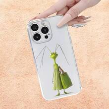 Funda para Teléfono - Funda de Teléfono con Dibujos Animados de una Mujer Mantis con Bordes Rectos y Diseño Transparente | Patrón Duradero | Protección para la Cámara | Resistente a Golpes y Caídas | Antideslizante de Tacto Suave | Lujo Sutil | Compatible con iPhone 17, 16, 15, 14 - transparente - Ver 4
