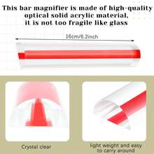 1pc 2X Magnification 6-Inch Magnifying Ruler With Tracking Line, For Reading Small Print, Bible, Books, Newspapers, Documents, Instruction Manuals, Cross Stitch, Mahjong Tiles - A - View 3