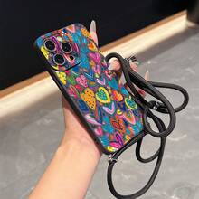 Convenient Lanyard Phone Case With Adjustable Lanyard And Shoulder Strap, Minimalist Heart Design, Shockproof TPU Protective Case For Apple Phones - Multicolor - View 5