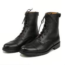 Women's Equestrian Boots Soft Material Riding Boots High Quality Lace-Up Shoes Women's Back Zipper Boots PU Outdoor Boots - Black - View 4