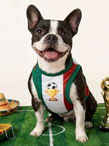 The 3estie 3eastie 1pc World Cup Mexico Soccer Jersey Fun Print Pet Vest, Physical Flea Protection, Reduces Shedding, Insulated & Breathable, Dog Vest Suitable For Large And Small Dogs And Cats, Indoor And Outdoor - Multicolor - View 5