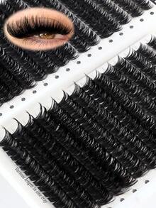 544/640pcs D Curl Single Flare False Eyelashes, Large Capacity For Thick Fluffy Natural Eye Makeup, Suitable For Home DIY, Beginners And Makeup Artists, Soft And Long-Lasting, Create Fox Eye And Cat Eye Looks - D - View 9