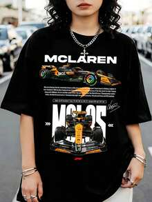 McLarenS Graphic F1 Racing Team T-Shirt, FormulaS 1 Crew Neck T-Shirt, Casual Black Short-Sleeve Top For Fans - Black - View 1