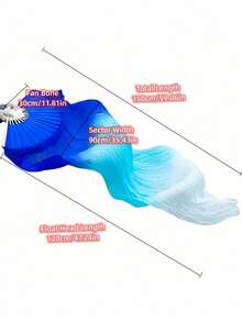 2/1pc Gradient Color Silk Fan - Belly Dance Long Silk Fan, Extra Long, Flowing Silk Fan, Three-Color Gradient Design. Oriental Dance, Chinese Classical Dance And Performance Prop. - Multiple Styles - View 6