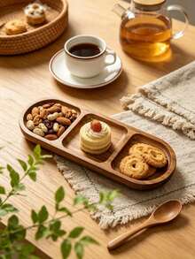 6pcs Oval Shaped Divided/Non-Divided Serving Trays, Breakfast Trays, Wooden Trays, Food Trays, Kitchen Trays, Cheese Trays, Dessert Plates, Wooden Trays, Trays, Dining Plates, Suitable For Bread, Cake, Sushi, Fruit And Appetizers, Kitchen Accessories And Tools, Suitable For Weddings, Parties, Birthdays, Restaurants, Kitchens And Various Holidays. - View 6