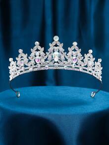 1pc Fashionable & Elegant Alloy Crown Headpiece, Suitable For Women's Wedding, Party, Elegant Princess Headdress, European, Summer - Lilac Purple - View 6