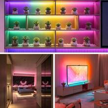 Tira de luces LED RGB 5050 con cambio de color, controlador de 3 teclas, modo de parpadeo regulable, adecuada para dormitorio, retroiluminación de TV, sala de juegos, decoración de fondo fotográfico - Multicolor - Ver 4