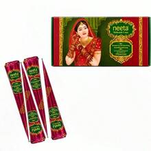 1/4/12入 純天然 Neeta 有機海娜錐形貼花，海娜臨時紋身，半永久防水海娜臨時紋身貼，適用於臨時紋身 - 棕色 - 查看 7