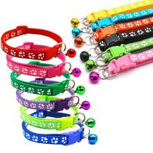 1pc Pet Bone Shaped Cartoon Paw Print Tag With Bell, Adjustable Colorful Cat/Dog Collar With Bell - Multicolor - View 2